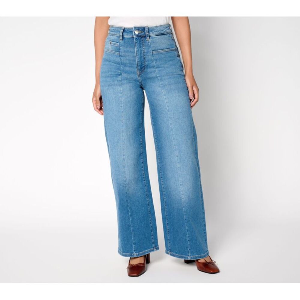 Warp + Weft Women's Pants Sz 0 NCE Jet-Stretch Wide-Leg Jeans AntiqueBlue